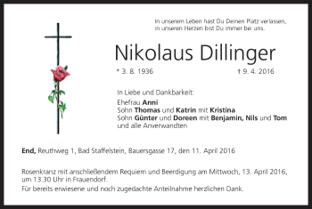 Anzeige von Nikolaus Dillinger von MGO