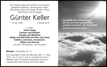 Anzeige von Günter Keller von MGO