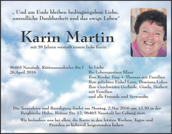 Anzeige von Karin Martin von MGO