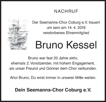 Anzeige von Bruno Kessel von MGO