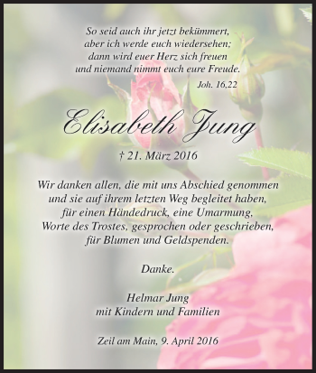 Anzeige von Elisabeth Jung von MGO
