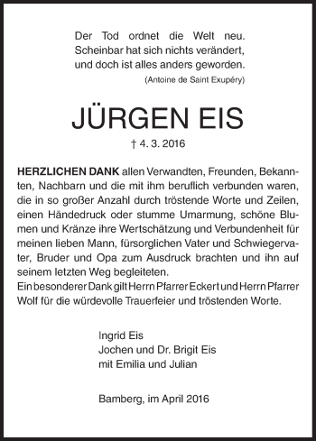 Anzeige von Jürgen Eis von MGO