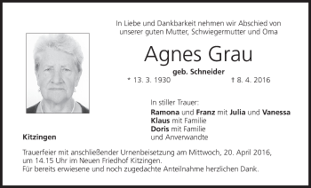 Anzeige von Agnes Grau von MGO