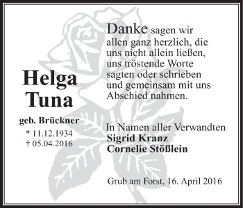 Anzeige von Helga Tuna von MGO