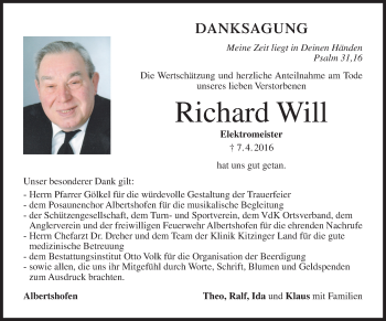 Anzeige von Richard Will von MGO