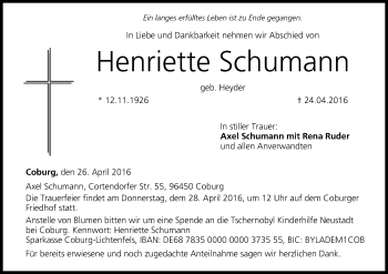 Anzeige von Henriette Schumann von MGO