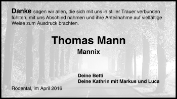 Anzeige von Thomas Mann von MGO
