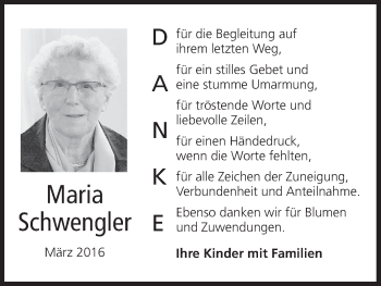 Anzeige von Maria Schwengler von MGO