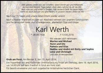 Anzeige von Karl Werth von MGO