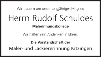 Anzeige von Rudolf Schuldes von MGO