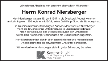 Anzeige von Konrad Niersberger von MGO