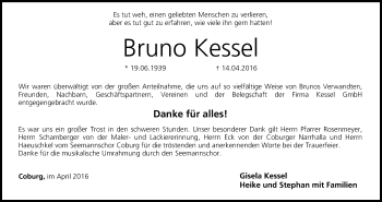 Anzeige von Bruno Kessel von MGO