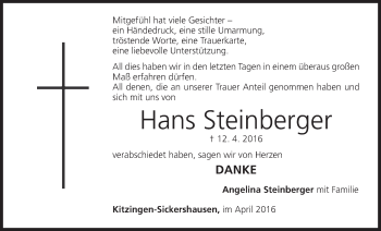 Anzeige von Hans Steinberger von MGO