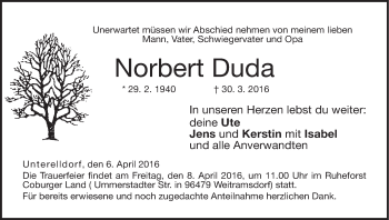 Anzeige von Norbert Duda von MGO