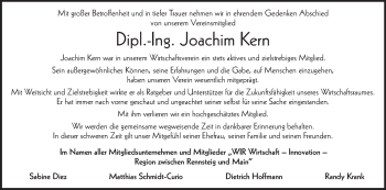Anzeige von Joachim Kern von MGO