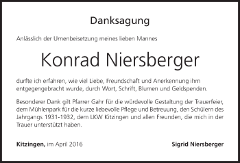 Anzeige von Konrad Niersberger von MGO