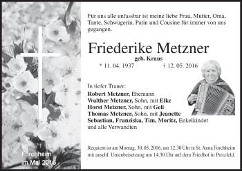 Anzeige von Friederike Metzner von MGO