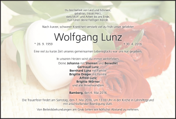 Anzeige von Wolfgang Lunz von MGO