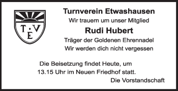 Anzeige von Rudi Hubert von MGO