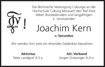 Anzeige von Joachim Kern von MGO