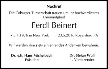 Anzeige von Ferdl Beinert von MGO
