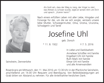 Anzeige von Josefine Uhl von MGO