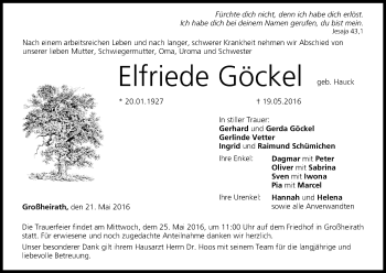 Anzeige von Elfriede Göckel von MGO