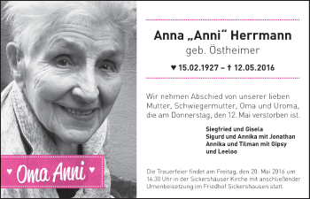 Anzeige von Anna Herrmann von MGO