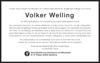 Anzeige von Volker Welling von MGO