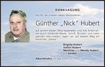 Anzeige von Günther Hubert von MGO