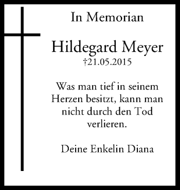 Anzeige von Hildegard Meyer von MGO