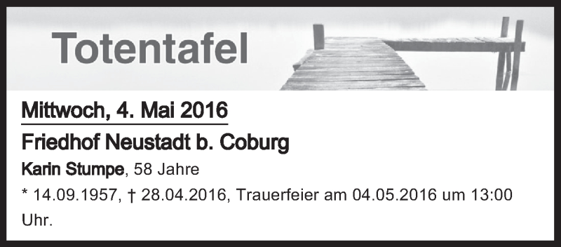  Traueranzeige für Totentafel vom 04.05.2016 vom 04.05.2016 aus MGO