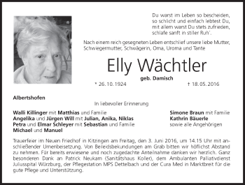 Anzeige von Elly Wächtler von MGO