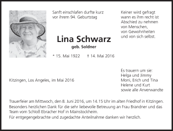 Anzeige von Lina Schwarz von MGO