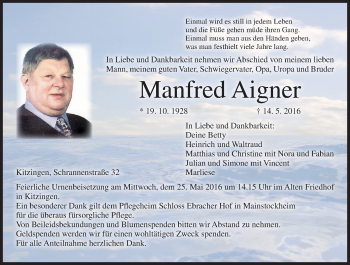 Anzeige von Manfred Aigner von MGO