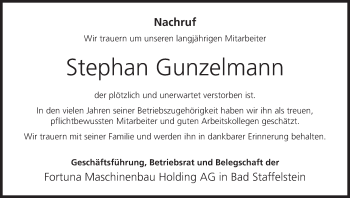 Anzeige von Stephan Gunzelmann von MGO
