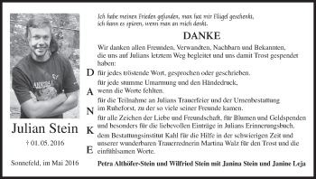 Anzeige von Julian Stein von MGO