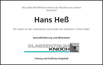 Anzeige von Hans Heß von MGO