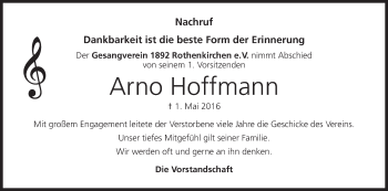 Anzeige von Arno Hoffmann von MGO