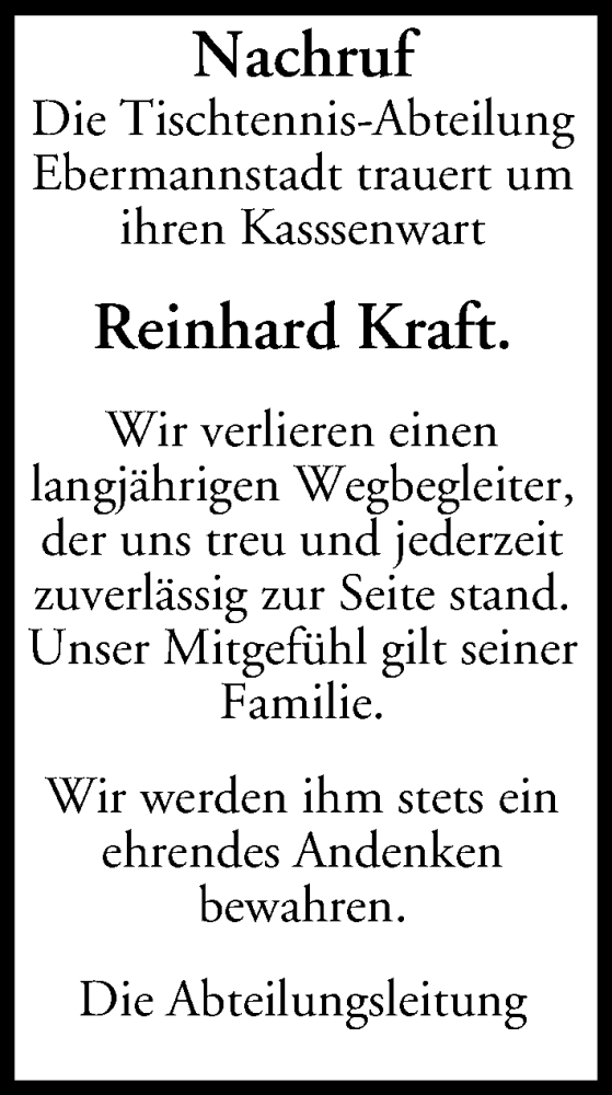  Traueranzeige für Reinhard Kraft vom 24.06.2016 aus MGO