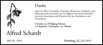 Anzeige von Alfred Schardt von MGO