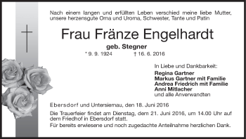 Anzeige von Fränze Engelhardt von MGO