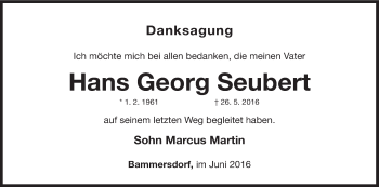 Anzeige von Hans Georg Seubert von MGO