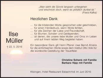Anzeige von Ilse Müller von MGO