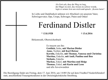 Anzeige von Ferdinand Distler von MGO