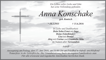 Anzeige von Anna Konschake von MGO