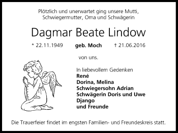 Anzeige von Dagmar Beate Lindow von MGO