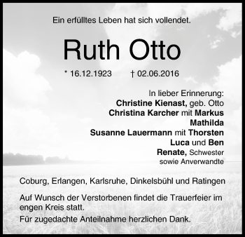 Anzeige von Ruth Otto von MGO