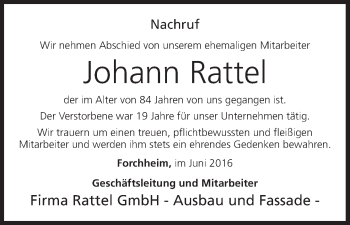 Anzeige von Johann Rattel von MGO