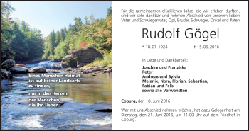 Anzeige von Rudolf Gögel von MGO